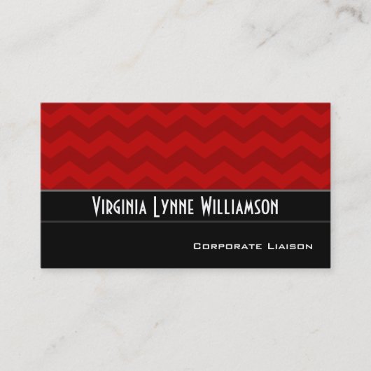 Rouge clair Chevron Cartes de visite modernes (Devant)