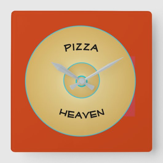 Rouge clair jaune avec Pizza Texte > Horloges (Recto)