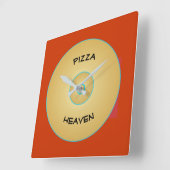 Rouge clair jaune avec Pizza Texte > Horloges (Angle)