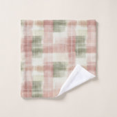 Rouge Clair Menthe Crème Carreaux Rayures (Gant de toilette)