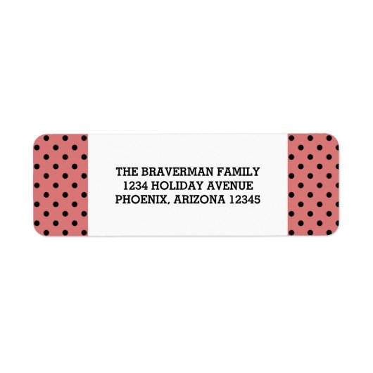 Rouge clair Polka Dot Étiquettes de adresse de vac (Devant)