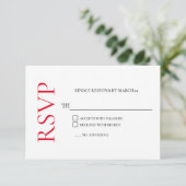 Rouge classique Noir Blanc Mariage RSVP Réponse (Debout devant)