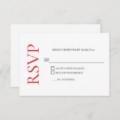 Rouge classique Noir Blanc Mariage RSVP Réponse (Devant / Derrière)