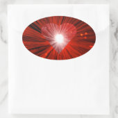 Rouge Coeur autocollant ovale (Sac)