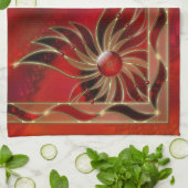 Rouge comme serviette de cuisine de flamme (Plié)