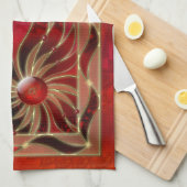 Rouge comme serviette de cuisine de flamme (Quart Plié)