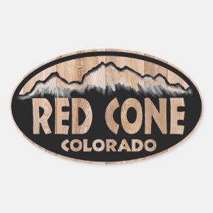 Rouge cône Colorado en bois signe oval stickers