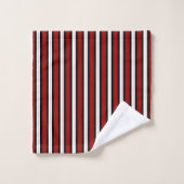 Rouge cramoisi, rayures noires et blanches (Gant de toilette)