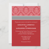 Rouge Damas Faire-part de mariage magnétique (Recto)