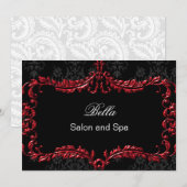 rouge damask Business Merci Cartes (Devant / Derrière)