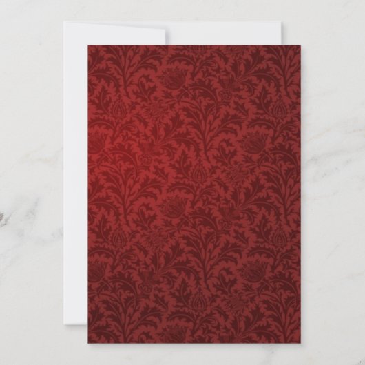 Rouge Damask & Red Bow - Faire-part de mariage (Dos)