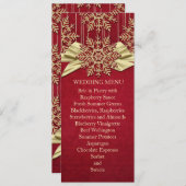 Rouge Damask Snowflakes Gold Ribbon Mariage Menu (Devant / Derrière)
