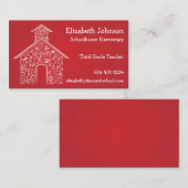 ROUGE de carte de visite de professeurs d'école (Devant / Derrière)