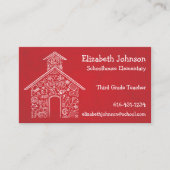 ROUGE de carte de visite de professeurs d'école (Devant)