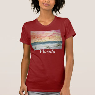 rouge de dames de T-shirt de plage, la Floride