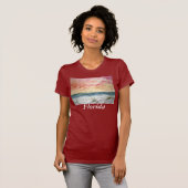 rouge de dames de T-shirt de plage, la Floride (Devant entier)