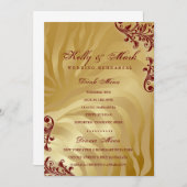 rouge de menu de boissons de dîner du d'or (Devant / Derrière)