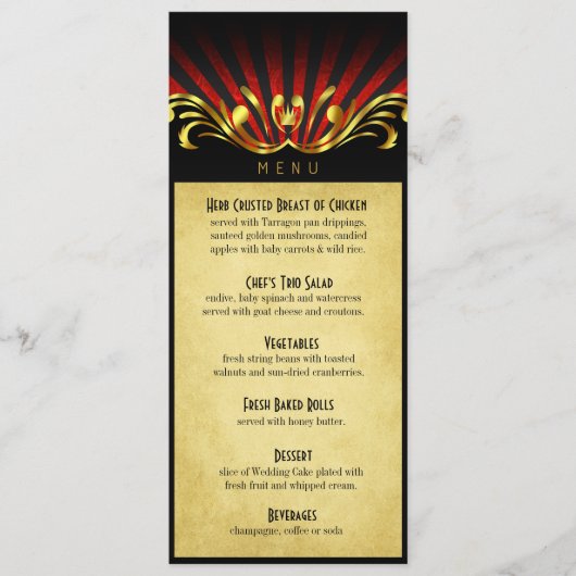 Rouge de menu de dîner de Nouveau Vegas d'art (Devant)