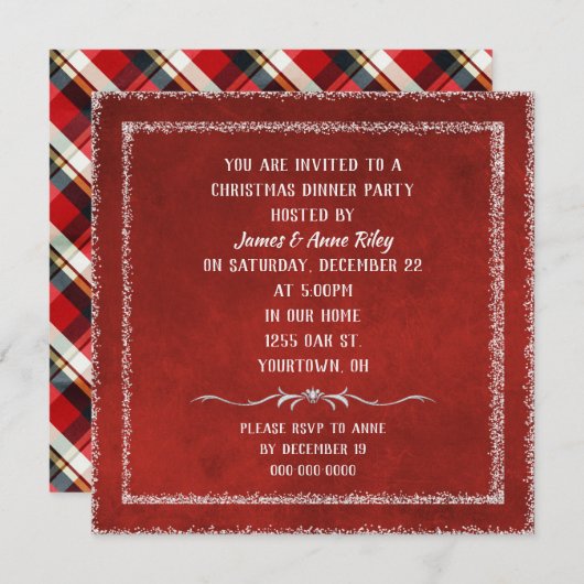 Rouge de Noël avec invitation frontalier parties s (Devant / Derrière)