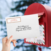Rouge de Noël Étiquette d'Adresse de Retour Rayée 