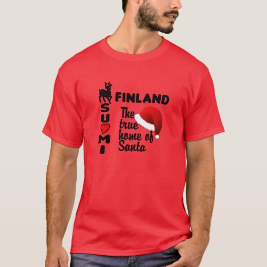 ROUGE de T-shirt de la Finlande Père Noël (Devant)