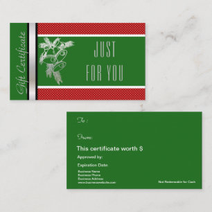 Rouge de vert de certificat de carte de cadeau de