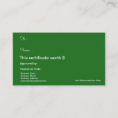 Rouge de vert de certificat de carte de cadeau de (Dos)