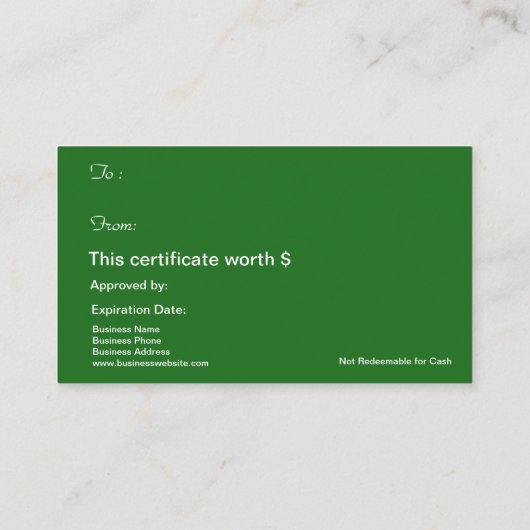 Rouge de vert de certificat de carte de cadeau de (Dos)