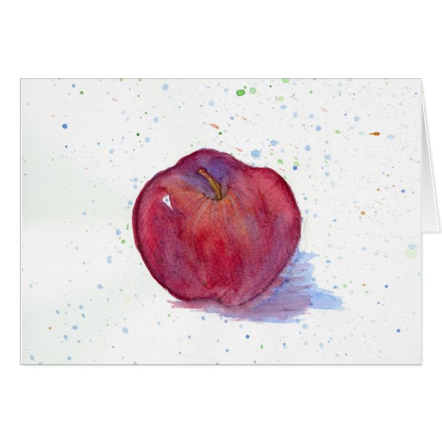 Rouge délicieux Pomme Aquarelle Art blanc (Devant Horizontal)