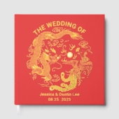 Rouge Dragon Phoenix Asiatique Chinois Mariage Gol (Recto)