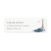 ROUGE DUSKY BLUE LIGHTHOUSE SEA WAVES ÉTIQUETTE DE (Devant)