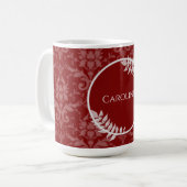 Rouge Elegant Damas Personnalisé Café Mug (Devant gauche)