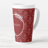 Rouge Elegant Damask Personnalisé Latte Mug (Angle droit)
