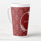 Rouge Elegant Damask Personnalisé Latte Mug (Angle gauche)