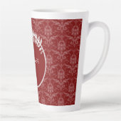 Rouge Elegant Damask Personnalisé Latte Mug (Droite)