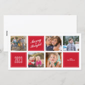 Rouge élégant Joyeux brillant 5 Carte photo de col (Devant / Derrière)