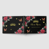 Rouge Élégant Noir Floral Papillons Quinceanera Or (Complet)