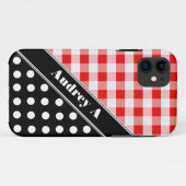 Rouge En vichy Noir Polka Dot iPhone 5 Coque (Dos (Horizontal))
