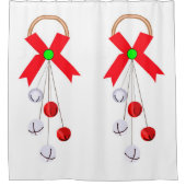 Rouge et argent Noël Ornements rideau de douche (Devant)
