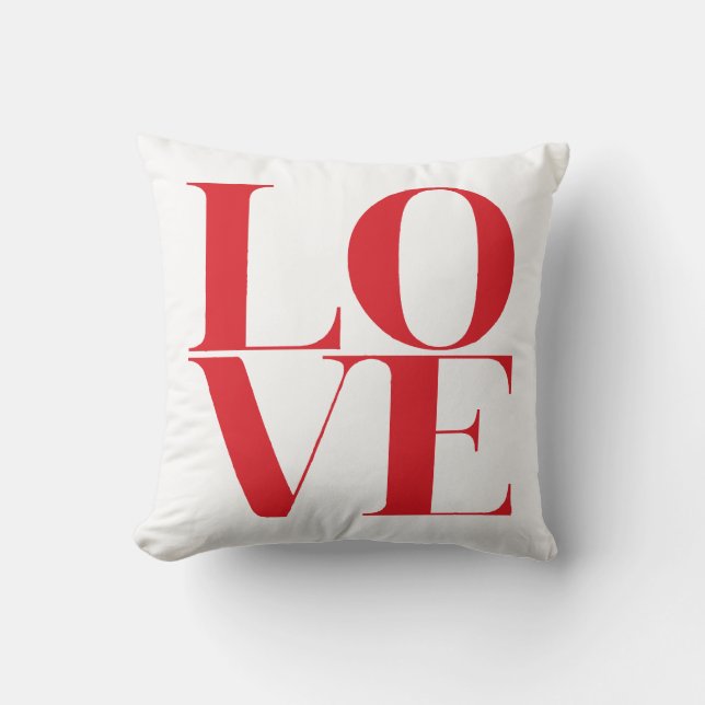 Rouge et blanc AMOUR Saint Valentin Coussin (Recto)