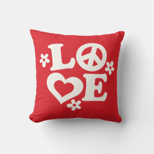 Rouge et blanc AMOUR Saint Valentin Coussin