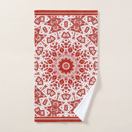 rouge et blanc, bandana ethnique (Serviette à main)