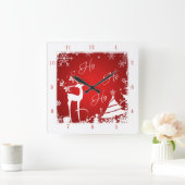Rouge et blanc Ho Ho Noël Horloge avec Cerf (Maison)