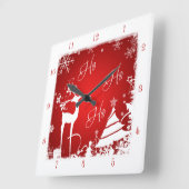 Rouge et blanc Ho Ho Noël Horloge avec Cerf (Angle)