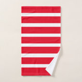 Rouge et Blanc Monogramme à Rayures Modernes (Serviette à main)