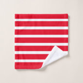 Rouge et Blanc Monogramme à Rayures Modernes (Gant de toilette)