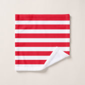 Rouge et Blanc Rayures Modernes Rayé (Gant de toilette)