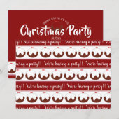 Rouge et blanc rétro pouding de Noël invitation (Devant / Derrière)