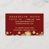 Rouge et carte de visite de points de Bokeh d'or (Dos)