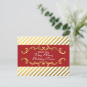 Rouge et carte postale ornementale élégante rayée (Debout devant)